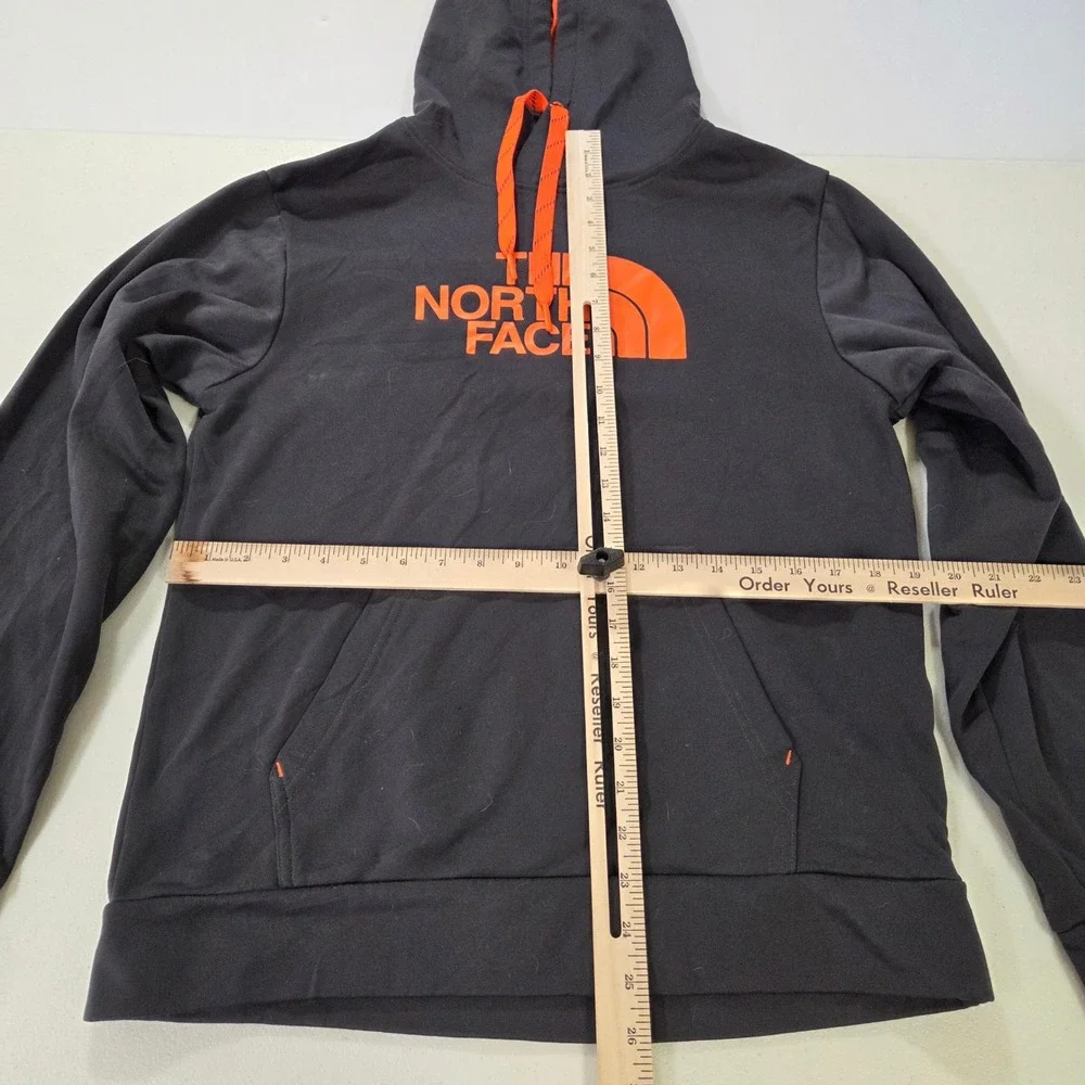 The North Face Mens Small Black Orange Logo Pullover Hoodie Sweatshirt